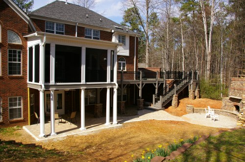 Get (Your Project) Coordinated! Extensive home addition pictures: screened porch, deck, grilling terrace and fireplace with sitting area