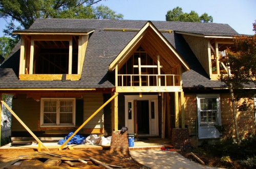 During construction of a home's addition – adding an entire second floor and expanding the porch.