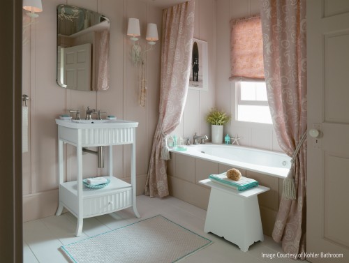Trends to Try - Bathrooms Newly renovated bathroom with space saving medicine cabinet and subtle, yet elegant features that are trending