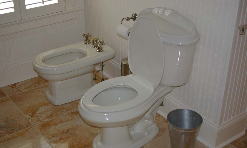 New bathroom tile and washroom amenities