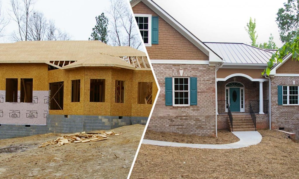 Before and after construction pictures of custom built home