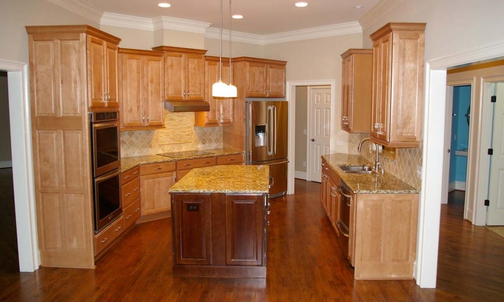 Inside picture of custom kitchen inside custom built brick ranch home in Waxhaw, NC