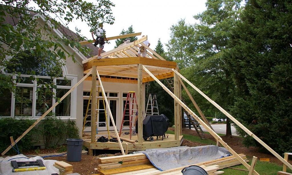 During construction of covered porch