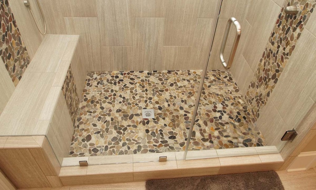 New shower tile floors