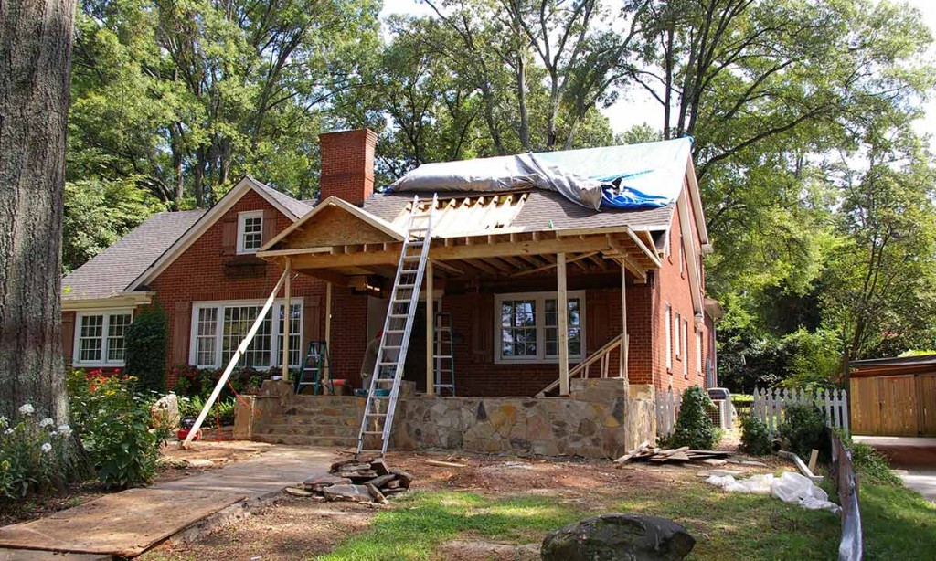 Front porch roof addition construction
