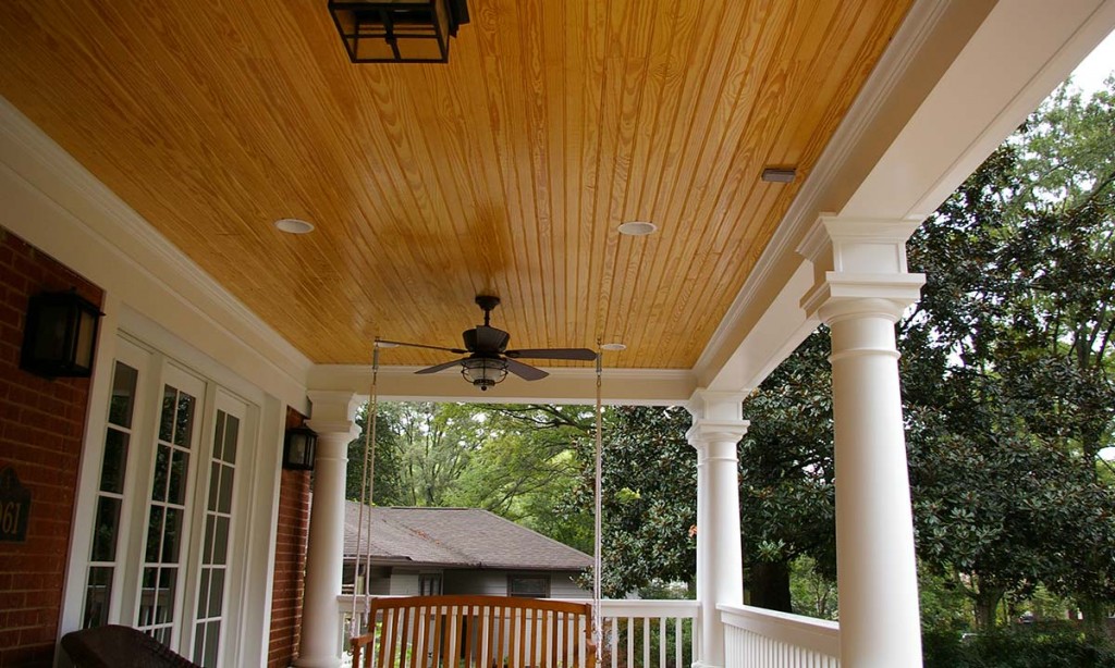Front porch cedar ceiling