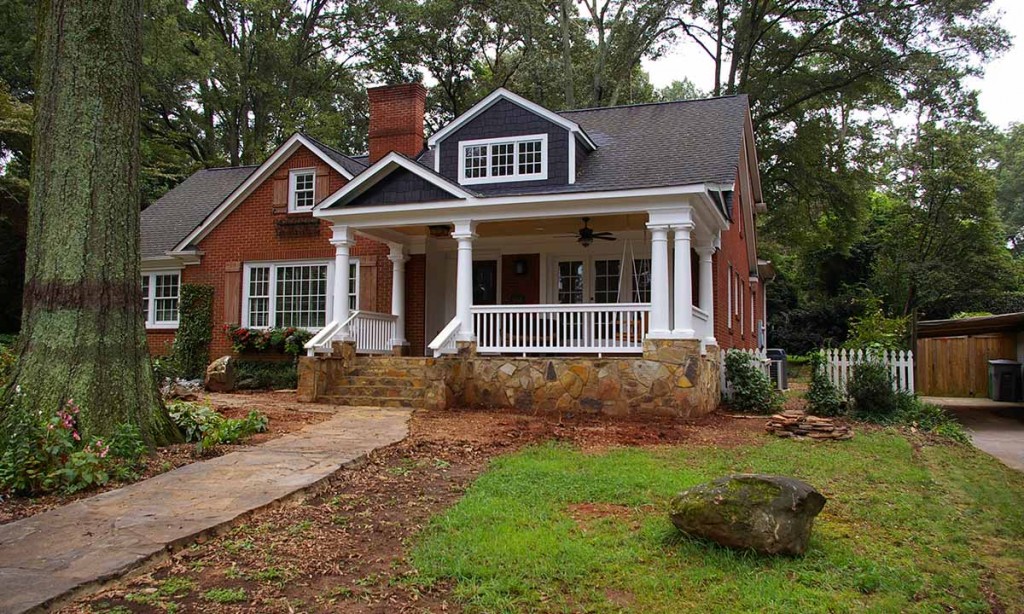 Front porch addition in Myers Park neighborhood of Charlotte, NC