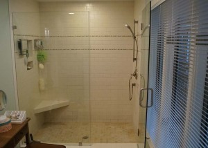 Beautiful new master bathroom walk-in glass shower
