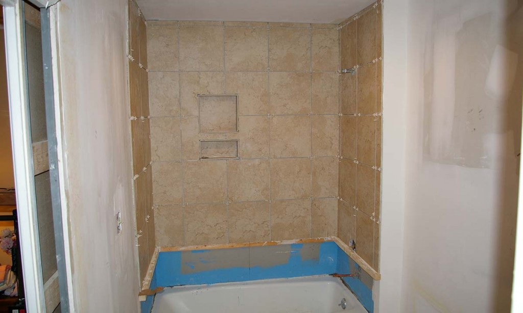 During construction photo of master bathroom shower