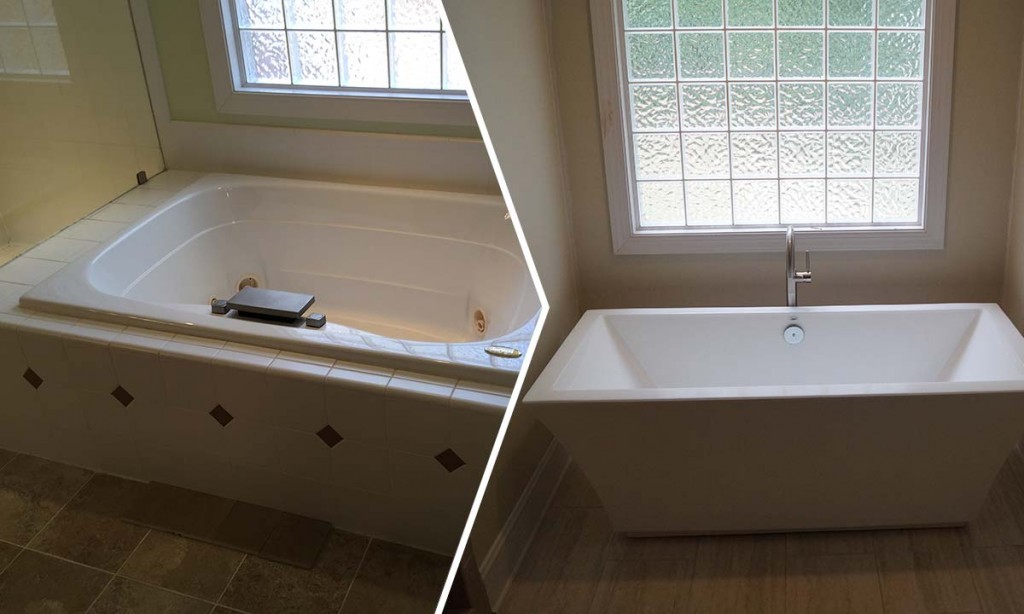 Master bathroom renovation before and after picture comparison