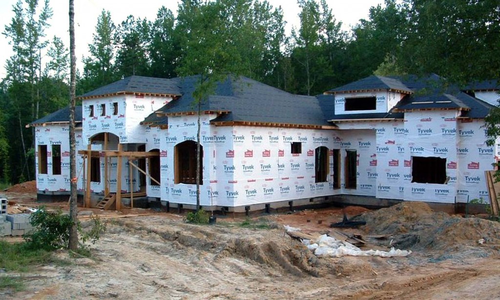 Photo showing construction of this Charlotte area custom built Mediterranean home