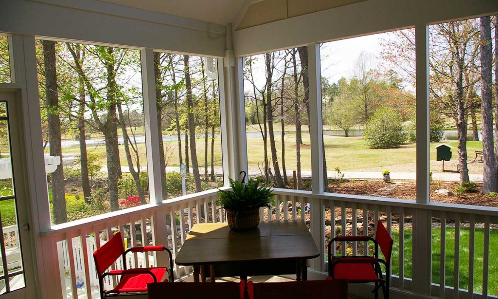 Screened porch view looking out over golf course
