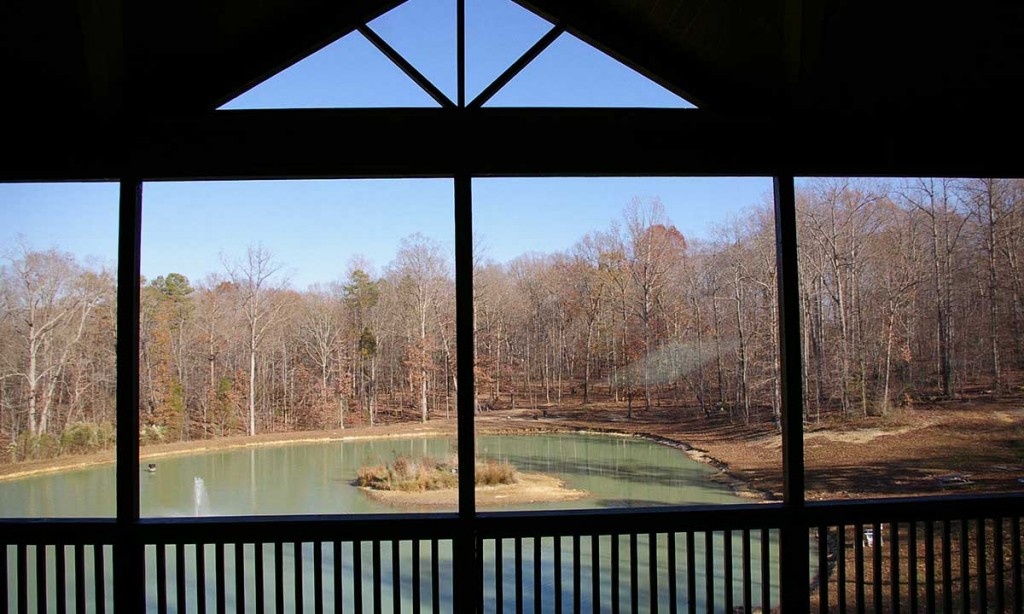 Screened porch view of pond