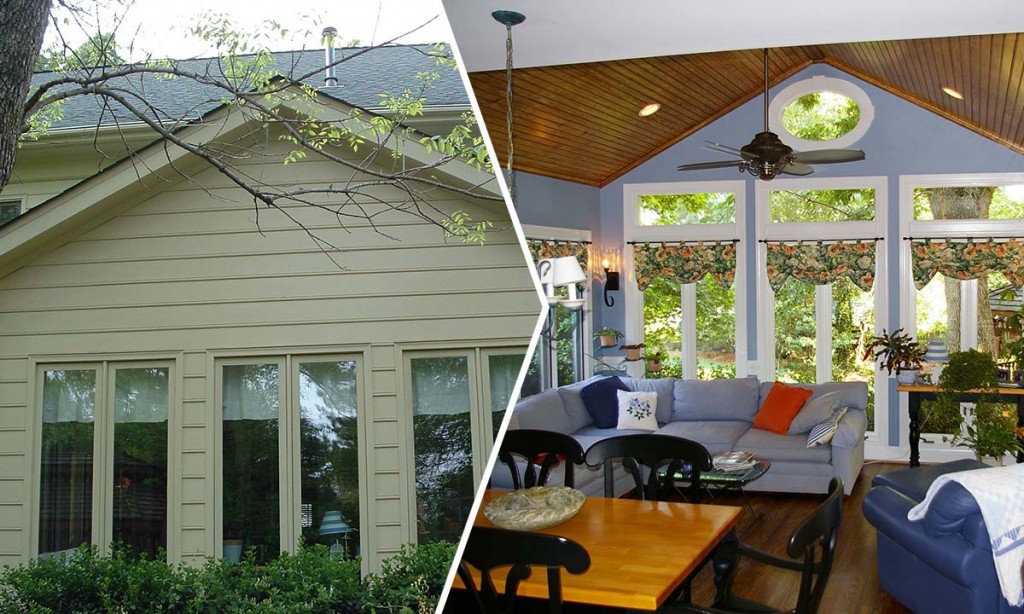 Sunroom renovation before and after