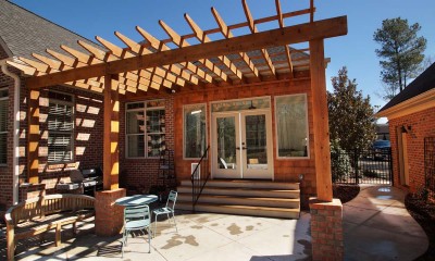Sunroom addition, pergola and patio on Lake Wylie
