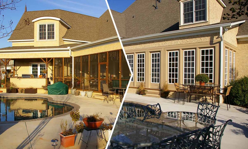 Three-season screened porch conversion – before and after