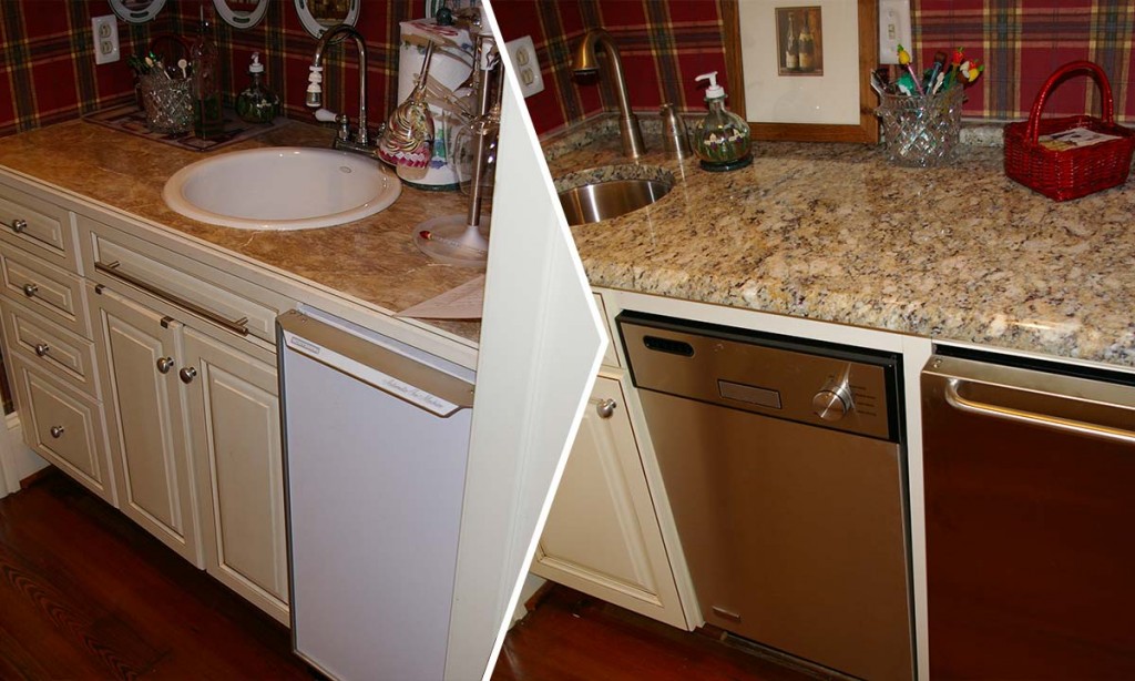 Wet bar renovation and update before and after