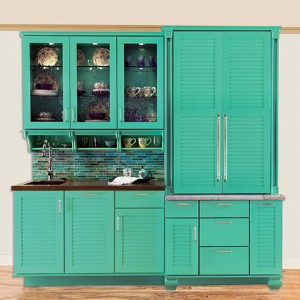 Remodeling choices are getting bolder in Charlotte, NC like this colorful kitchen sink and cabinet