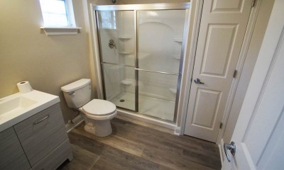 finished bathroom in guest house