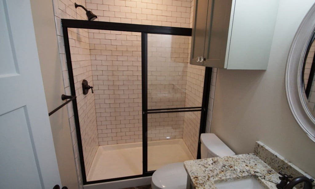 bathroom remodel with kitchen shower subway tiles