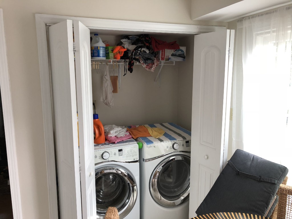 before image of a closet laundry room