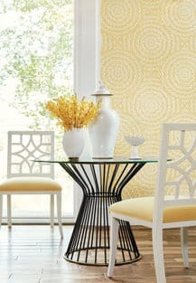 yellow patterned wallpaper