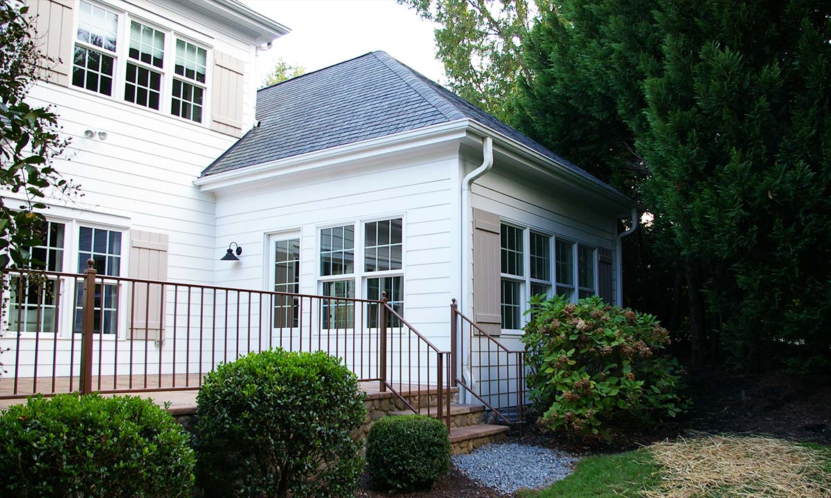 exterior of converted sunroom