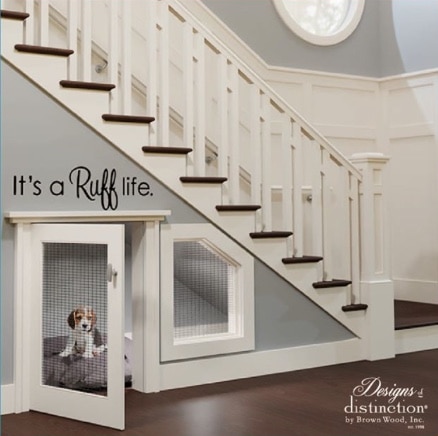 under stair dog room with grille door