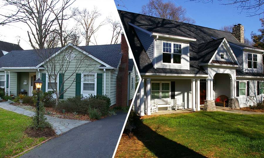 before and after image of home addition