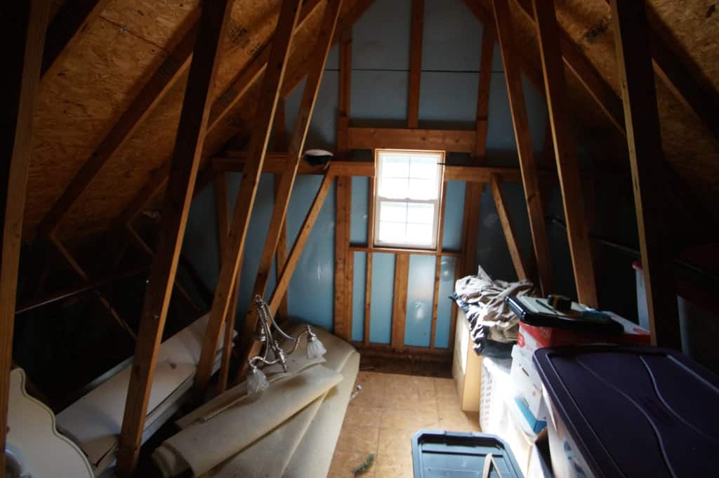 before image of unfinished attic