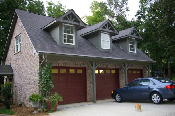 brick two car garage addition detached from home