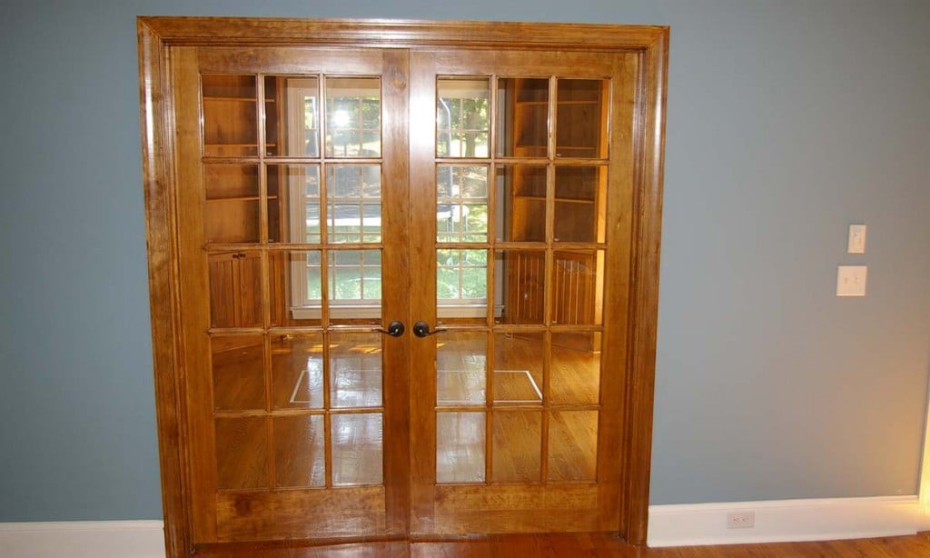 french doors opening to home office recently remodeled