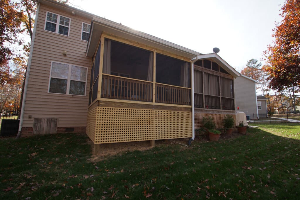 exterior view of screened-in porch renovation