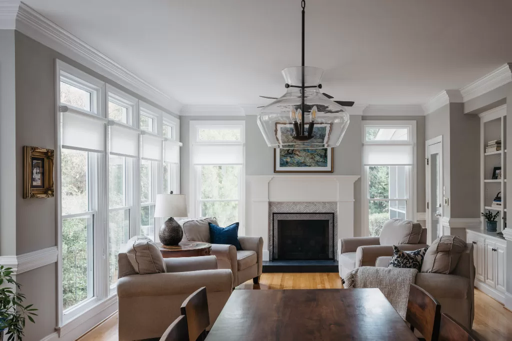 living room remodel with fire place