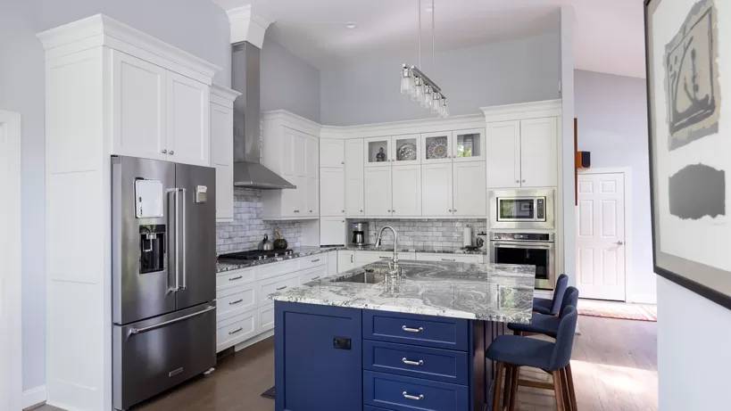 blue kitchen island