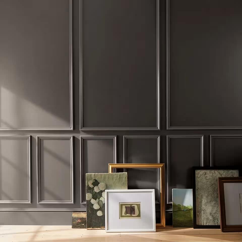 deep espresso walls with molding